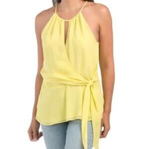 VINCE CAMUTO   Tie Front Rumple Chiffon Halter Top Size Large